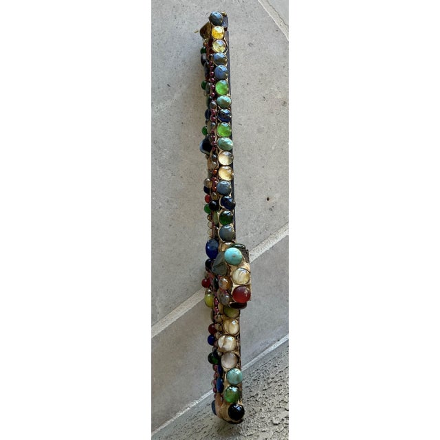 Late 20th-Century Mosaic-Style Faux "Jeweled" Stone, Glass & Wood Cross Wall Hanging For Sale In Austin - Image 6 of 16