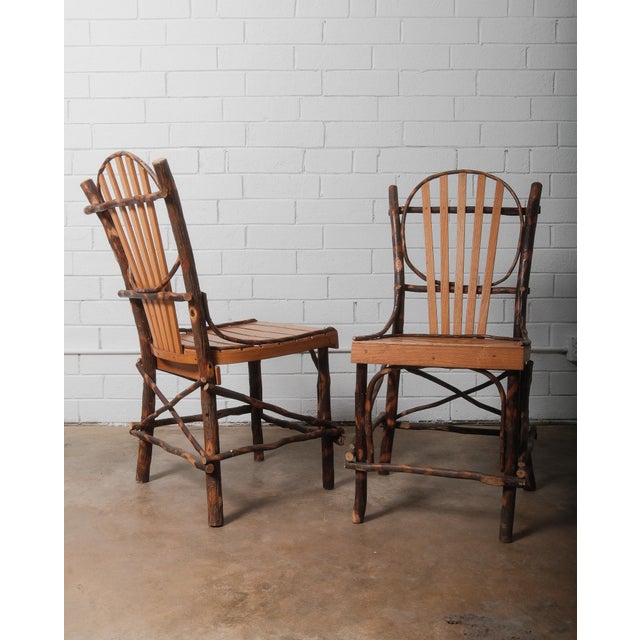 Mid 20th Century Mid 20th Century Rustic Amish Hickory Adirondack-Style Round Dining Table & Chair Set of 5 For Sale - Image 5 of 8