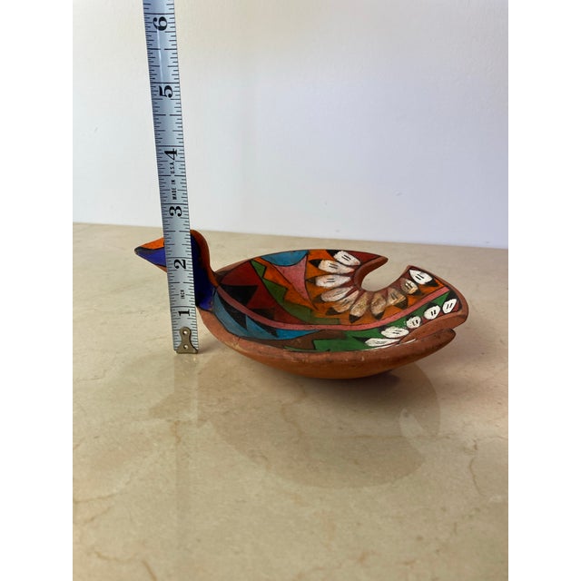 Vintage Tesuque Pueblo Native American Polychrome Bird Effigy Bowl For Sale - Image 9 of 9