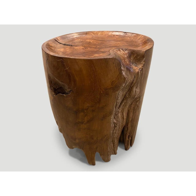 Andrianna Shamaris Organic Natural Teak Wood Tray Side Table For Sale - Image 13 of 18
