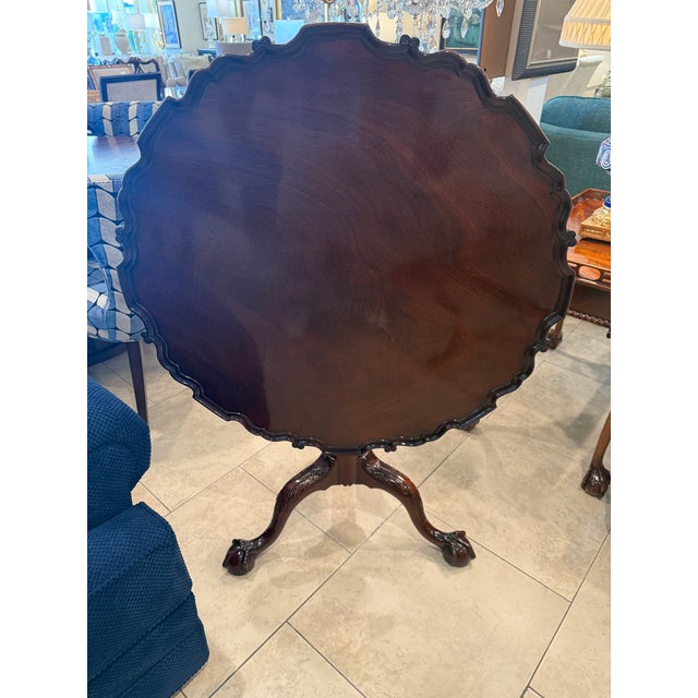 Kindel Winterthur Collection Mahogany Pie Crust Flip Top Table For Sale - Image 9 of 9
