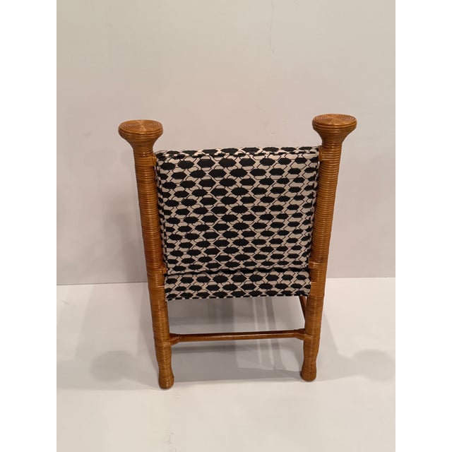 Rattan & Fornasetti Upholstered Italian Chair For Sale - Image 10 of 11