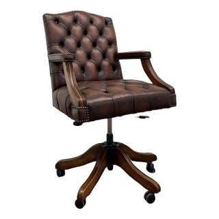 English Oxblood Chesterfield Office Chair For Sale