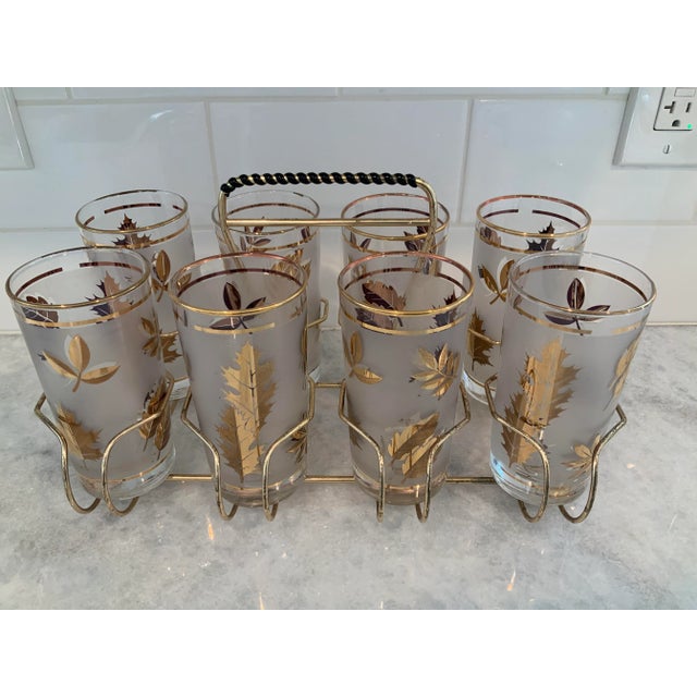 Metal Vintage Gold Foliage Classes in Carrier With Handle For Sale - Image 7 of 7