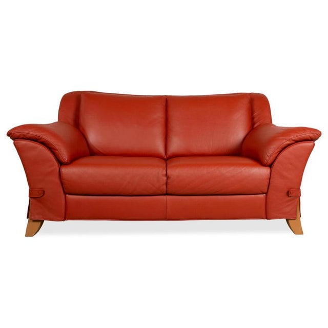 Two-Seater Leather Red Sofa Couch by Natuzzi For Sale - Image 9 of 9