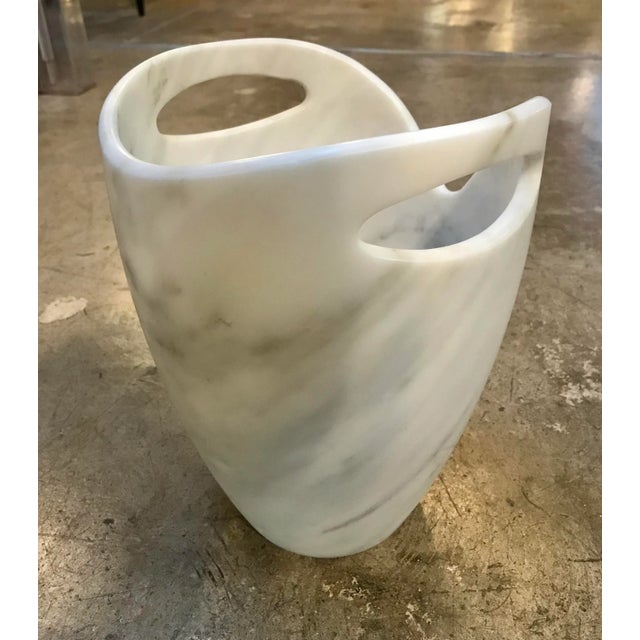 Sculptural Ice Bucket in Carrara Marble For Sale - Image 4 of 9