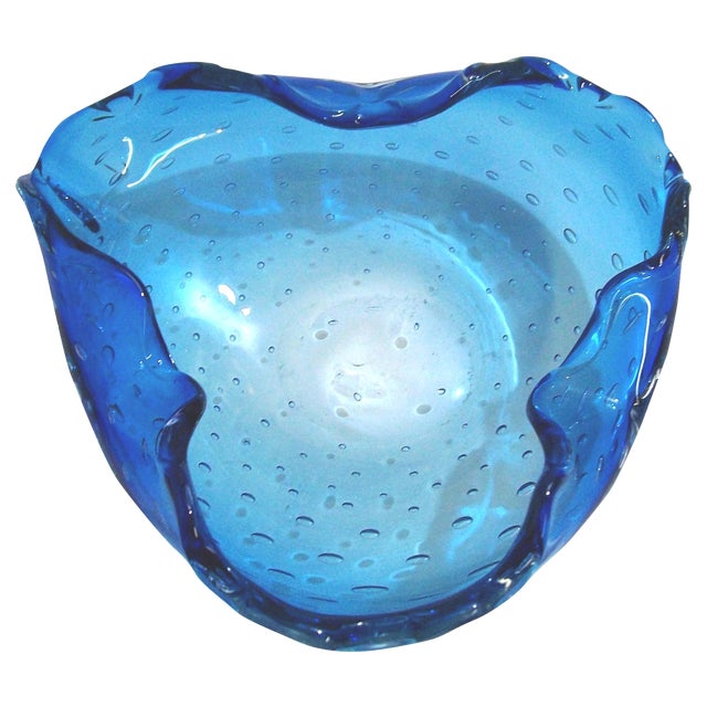 Murano Blue Three Sided Bowl For Sale