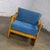 Late 20th Century Mid to Late 20th Century Scandinavian Modern Oak Safari Sling Club Armchair Tan Leather Arms & Blue Corduroy For Sale - Image 5 of 18