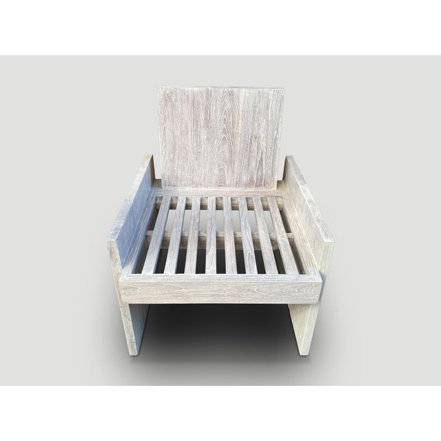 Andrianna Shamaris Minimalist White Washed Spa Chair For Sale - Image 16 of 18
