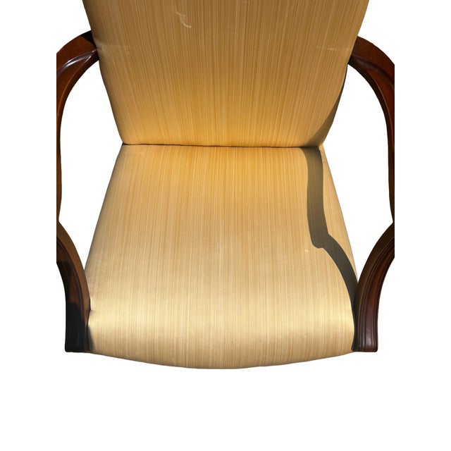 1990s 1990s Southwood Mahogany Lolling Chair / Martha Washington Armchair in Gold Strié For Sale - Image 5 of 11