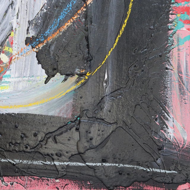 2010s Abstract Expressionism "Untitled Black" Large Textured Original Abstract Artwork by Olympio For Sale - Image 5 of 11