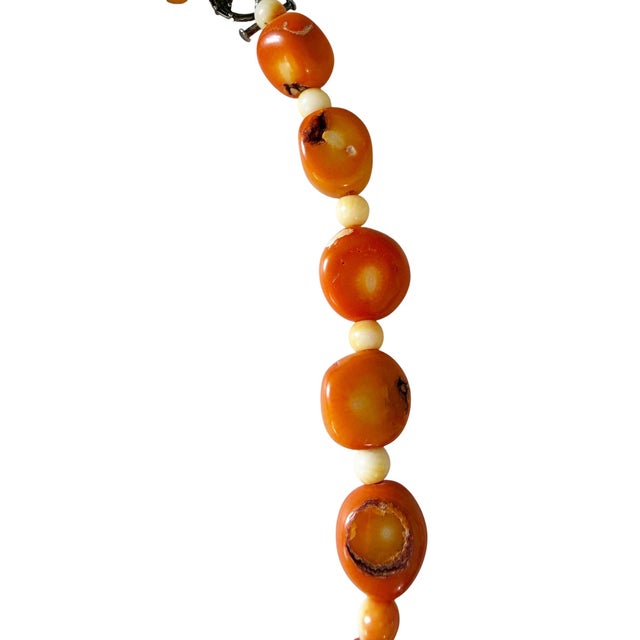 Shell Vintage Chunky Natural Salmon Coral Necklace 9.5" H For Sale - Image 7 of 12