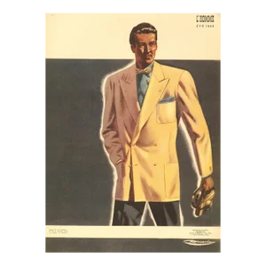1950 Mid-Century French Men's Tailoring Fashion Print