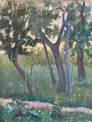 Vintage Impressionism Forest Oil Painting, Ukrainian Artist Sokolovsky, 1970s