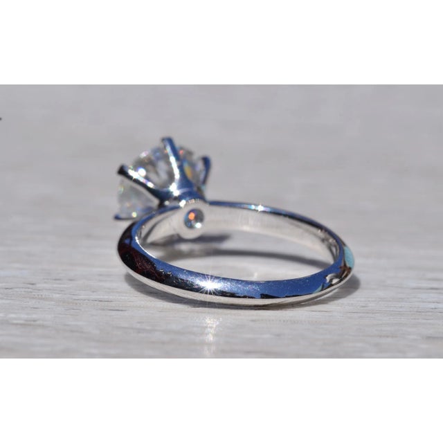 2000 - 2009 The Tikal: 14K White Gold Solitaire 3CTW Moissanite Engagement Ring For Sale - Image 5 of 10