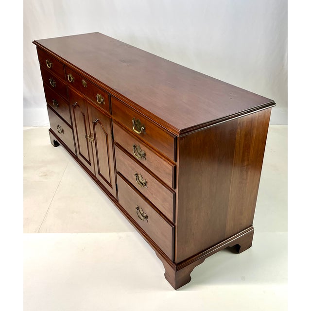 Henkel Harris Late 20th Century Henkel Harris Virginia Galleries Solid Wild Black Cherry Triple Dresser For Sale - Image 4 of 18