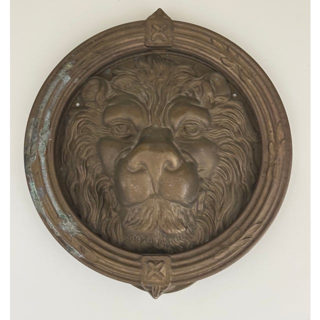 English Antique Parisian Style Round Lion's Mask Door Knocker / Lion's Head Door Knocker For Sale - Image 3 of 12
