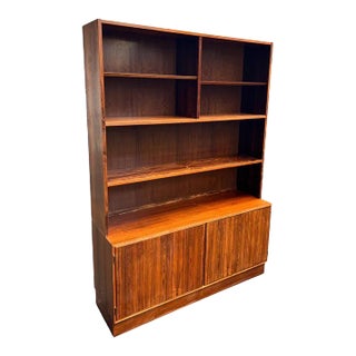 Vintage Mid Century Modern Danish Bookcase Shelf Cabinet by Hundevad With Key For Sale