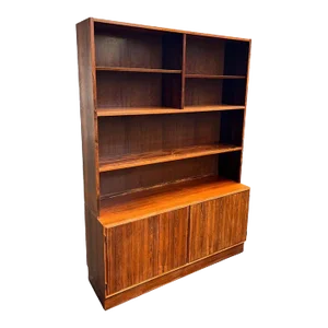 Vintage Mid Century Modern Danish Bookcase Shelf Cabinet by Hundevad With Key