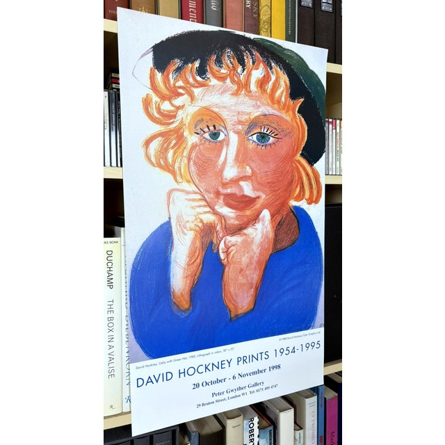 1990s David Hockney Celia With Green Hat Original 1998 London Exhibition Poster For Sale - Image 5 of 9