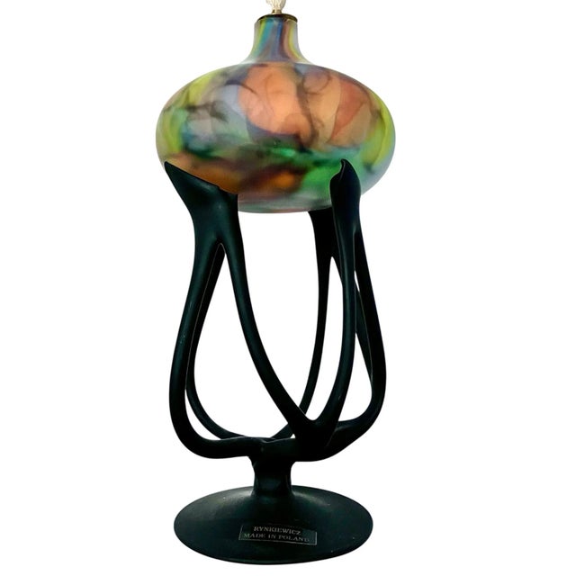 1990s Handblown Polish Glass Art Sculpture Oil Lamps Decorative Multi-Colored by M.Rynkiewicz For Sale - Image 10 of 12