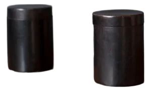 Vintage Black Leather Organizing Cylinder Storage Container Bins, Italy 1970's