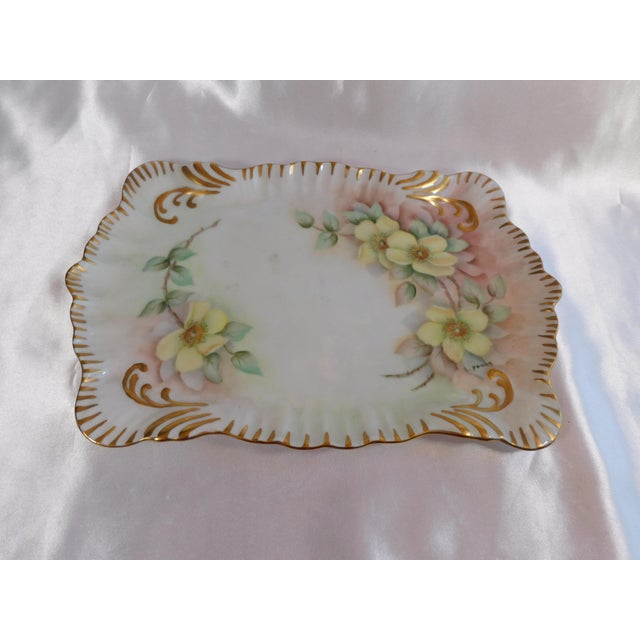 1960s Hand Painted and Signed Vanity Tray and Footed Vanity Jar - 2 Piece Set For Sale - Image 4 of 12