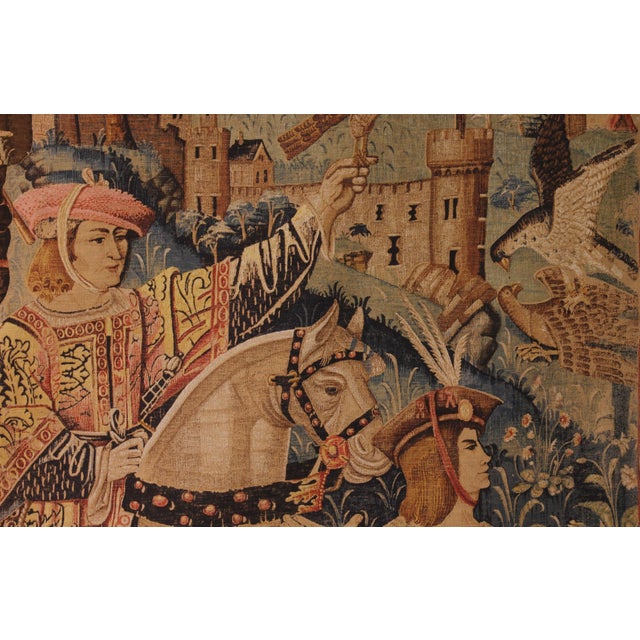 Stencil Tapestry with Gothic Falconry Scene, 19th Century For Sale - Image 10 of 12