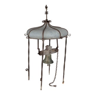19th Century Bronze Bell With Roof Top Zinc Cupola For Sale