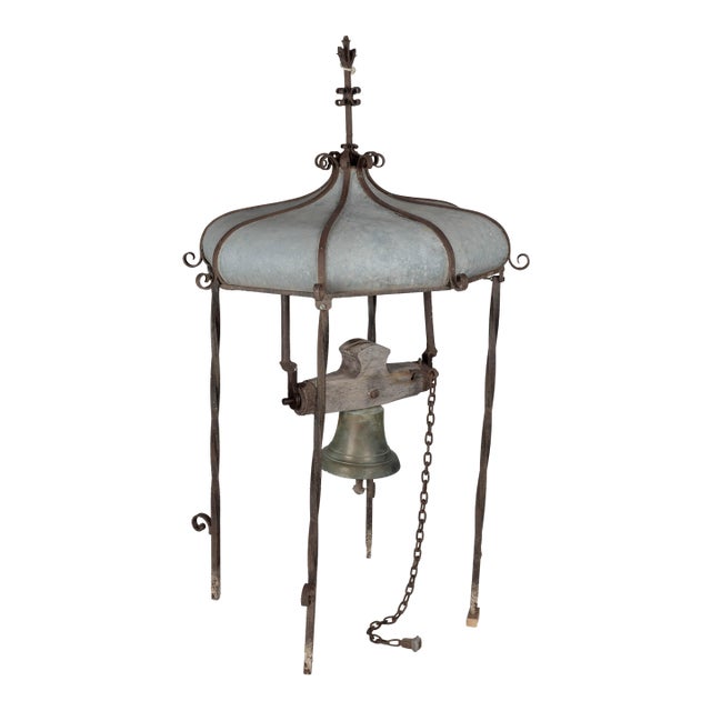 19th Century Bronze Bell With Roof Top Zinc Cupola For Sale
