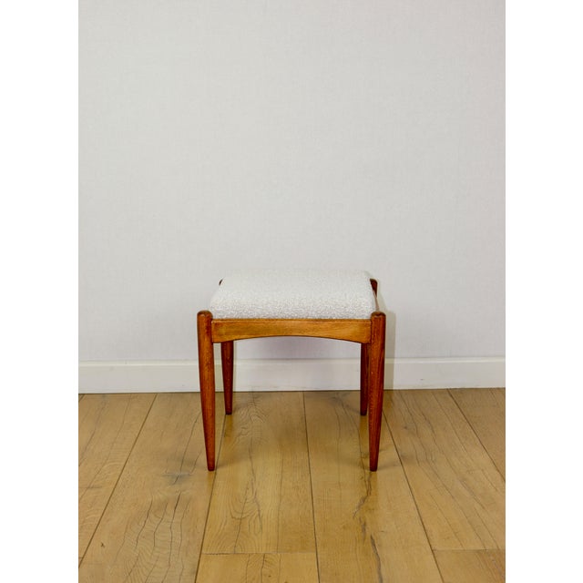 1970s Stool with a White Ivory Boucle Seat by Edmund Homa, 1970s For Sale - Image 5 of 8