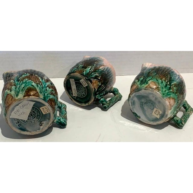 Late 19th Century Collection of Six Etruscan Majolica Shell and Seaweed Pitchers For Sale - Image 4 of 13