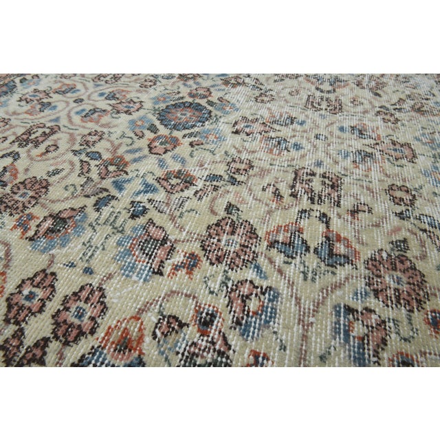 1970s Vintage Handmade Wool Cotton Beige Area Rug For Sale - Image 4 of 11