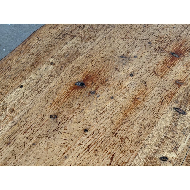 Vintage Scandinavian Modern Pine Trestle Dining Table, 1940s For Sale - Image 10 of 11
