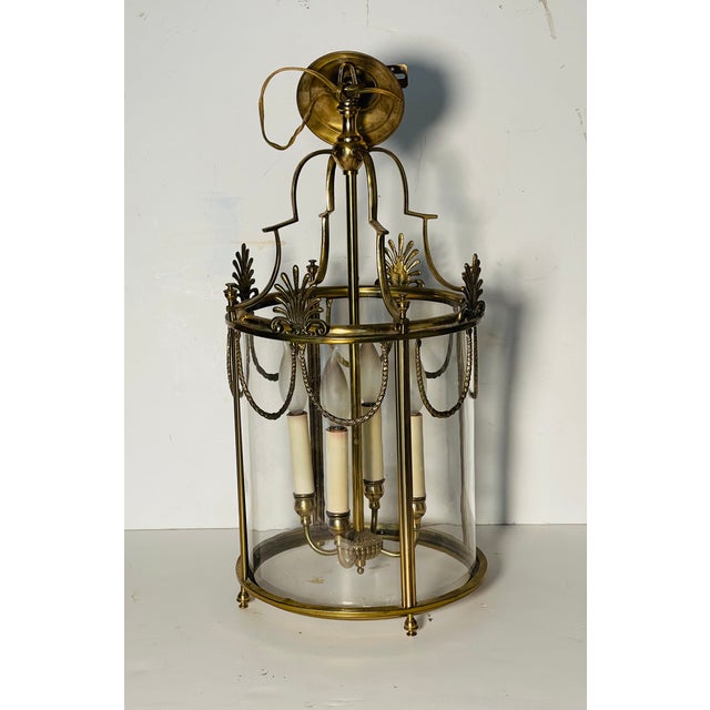 1940s Elegant Brass Neoclassical Pendant Chandelier For Sale In Miami - Image 6 of 8