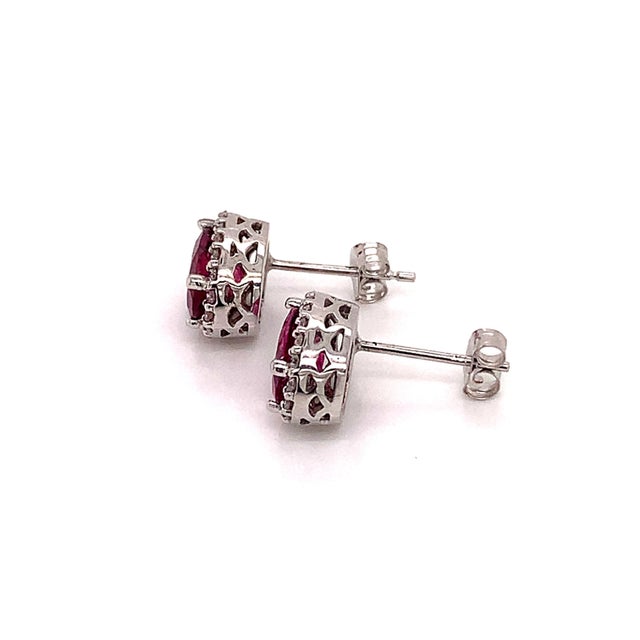 Tourmaline Diamond Stud Earrings 14k Gold 2.27 TCW Certified For Sale - Image 4 of 8
