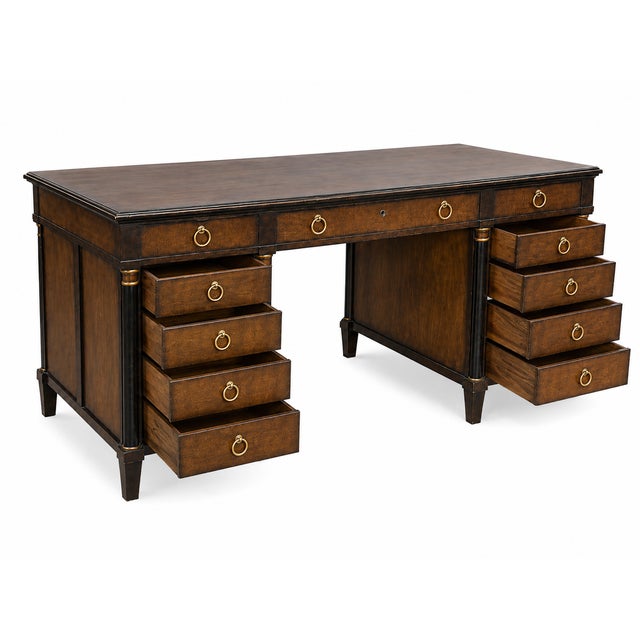 Baker Neoclassical/Biedermeier Style Double-Pedestal Office Desk For Sale In San Diego - Image 6 of 6