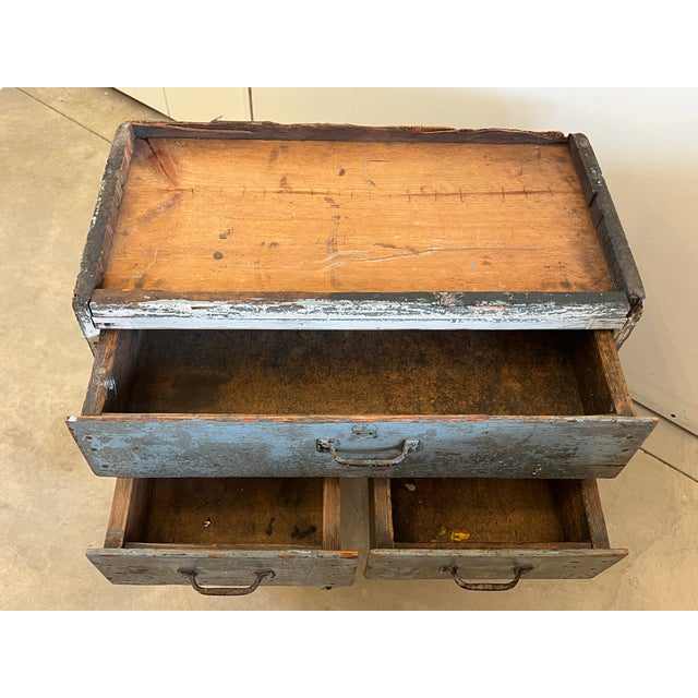 Wood Early 20th Century Painted Pine Utility Cabinet / Work Table For Sale - Image 7 of 11