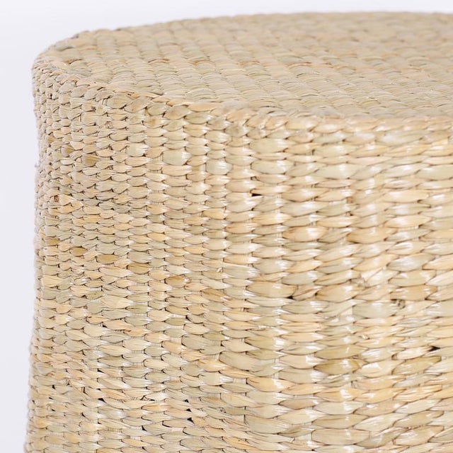 Wood Pair of Round Wicker Drapery Ghost Tables or Stands For Sale - Image 7 of 9
