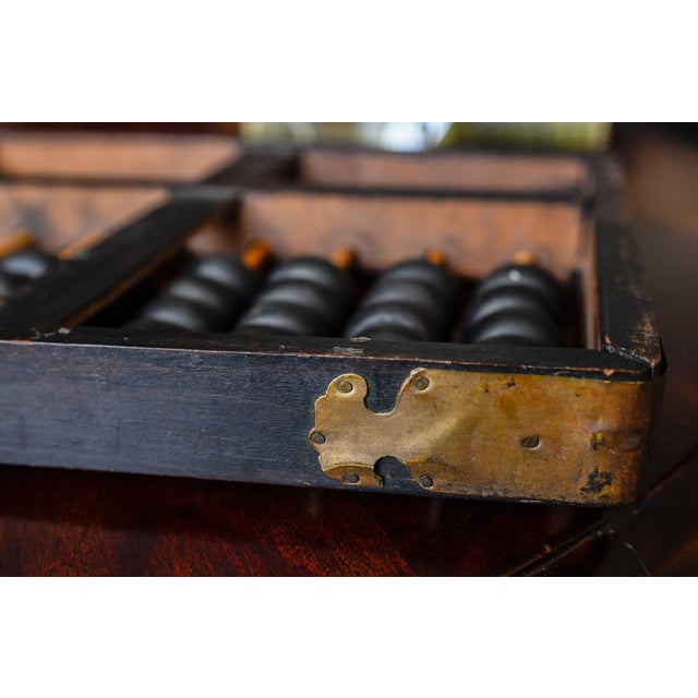 Metal Large Vintage Chinese Wooden Abacus With Metal Accidents For Sale - Image 7 of 16