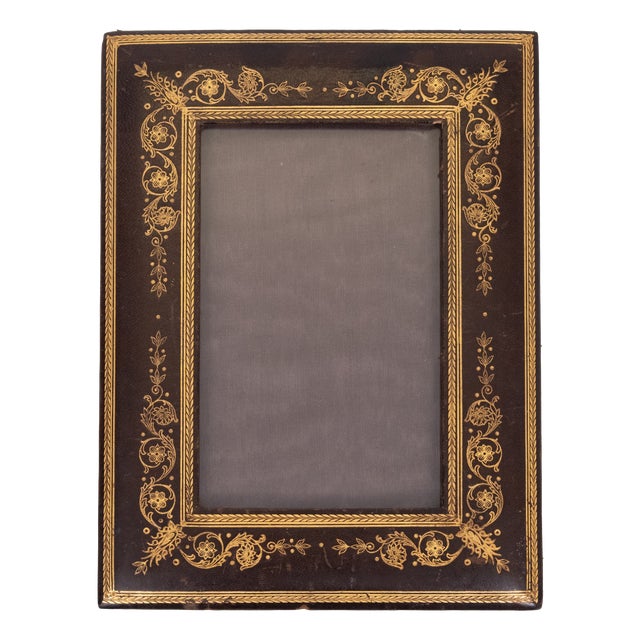 Gold Embossed Leather Picture Frame, France, 1920s For Sale