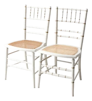 Antique Chiavari-Style Cane Seat Chairs Pair