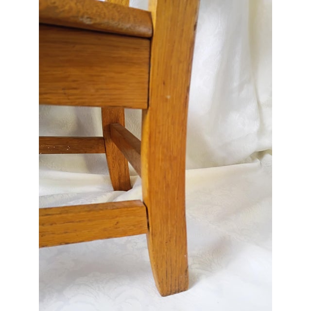 1960s Mid Century Mission Style Wooden School Chair Solid Oak Schoolhouse Kids Playroom Furniture For Sale - Image 5 of 10