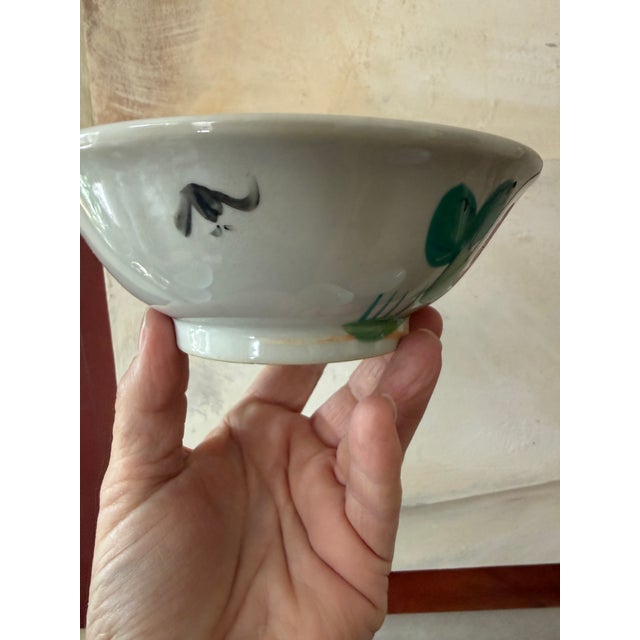Vintage Chinese Hand-Painted Rooster Bowls - Set of 6 For Sale - Image 9 of 12