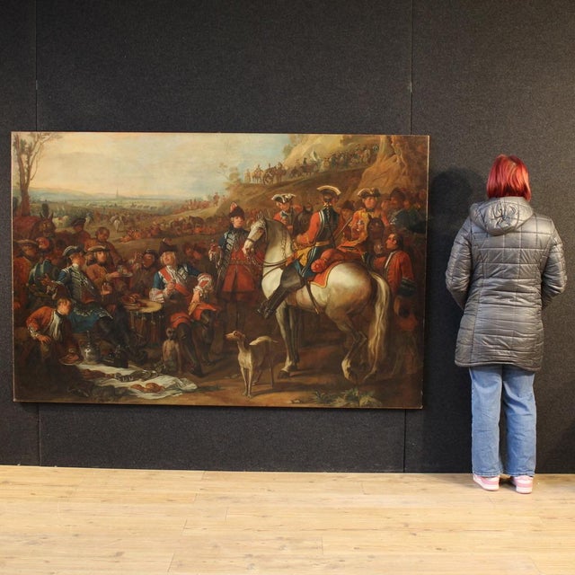 French Artist, Halt of the Mounted Grenadiers of the King's Guard, 1750, Oil on Canvas For Sale - Image 3 of 16