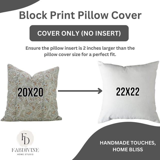 Not Yet Made - Made To Order Fabdivine Handmade Block Printed Cushion Cover 14x20 Inch Viscose Linen-Saraswati For Sale - Image 5 of 5