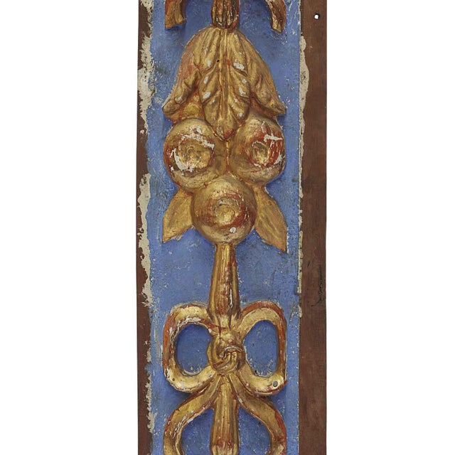 18th Century Carved Wood Friezes Lacquered in Blue and Fine Gold, Set of 2 For Sale - Image 5 of 6