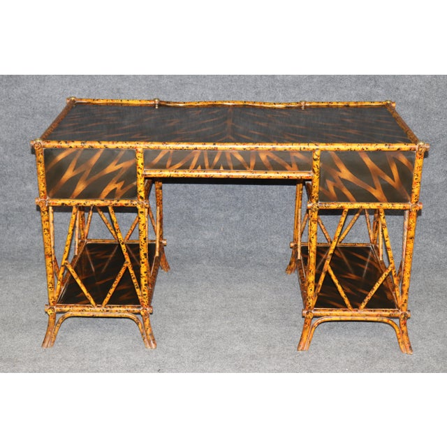 Maitland - Smith Maitland Smith Faux Bamboo and Brass Mounted Desk For Sale - Image 4 of 14