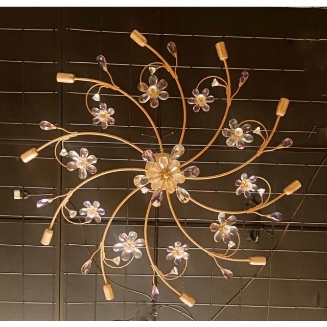 10-Light Ceiling Lamp with Coloured Crystals For Sale - Image 11 of 17