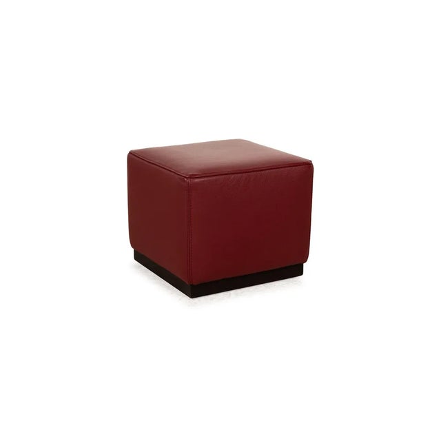 Set of Formenti Wave Leather Armchairs in Red with Stool For Sale - Image 10 of 11